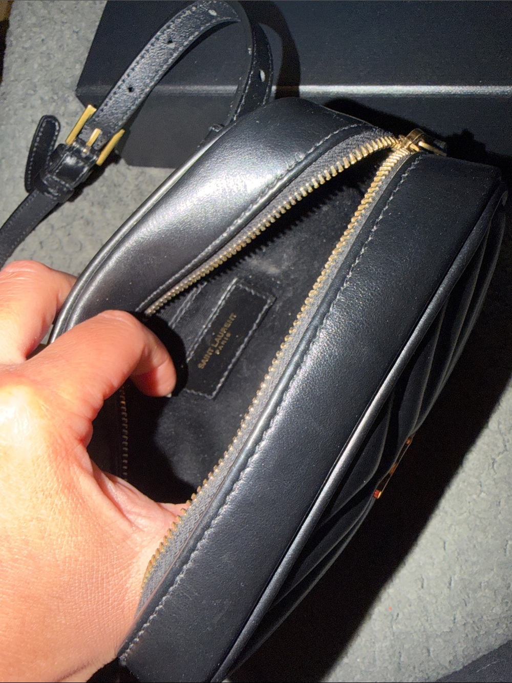 Saint Laurent Black Quilted Chevron Leather Crossbody with Tassel - Picture 4 of 7